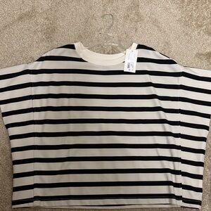 a new day Black and White Striped Short Sleeve Top